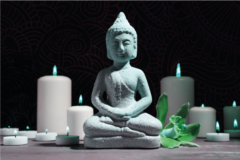 Tableau bouddha Buda gris - TenStickers
