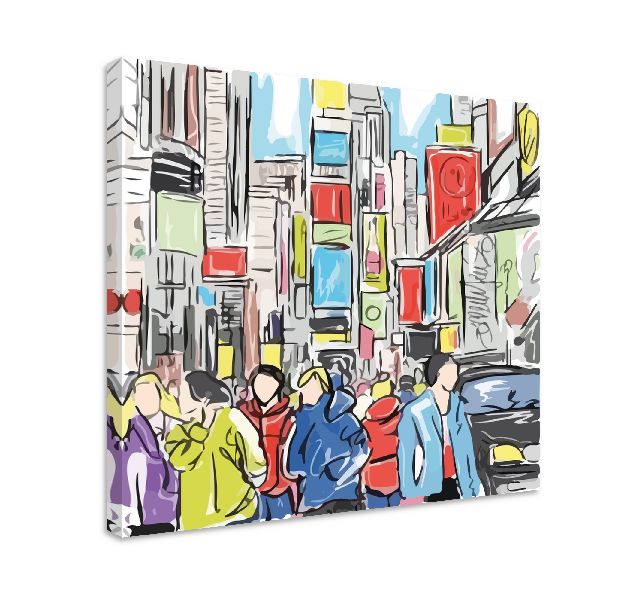 Canvas schilderij mensen in New York stad tekening  - TenStickers
