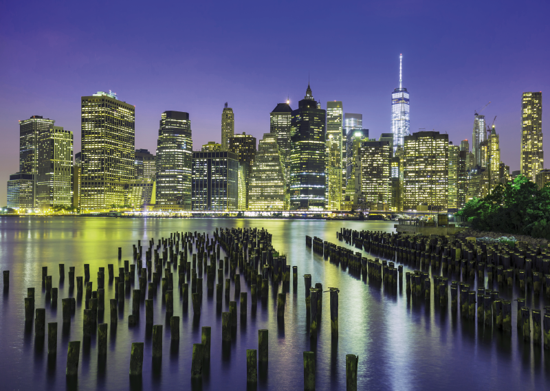 Quartos Decorativo de cidades Horizonte de manhattan TenStickers. Quartos Decorativo de cidades Horizonte de manhattan. Impressões em canvas manhattan city skyline city para embelezar sua casa com um visual moderno e luxuoso. Duas telas com vista em 3d de manhattan city à noite.