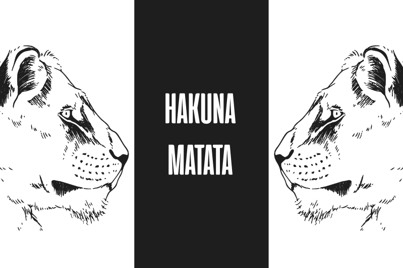 Cuadro frase Hakuna Matata con leones - TenVinilo