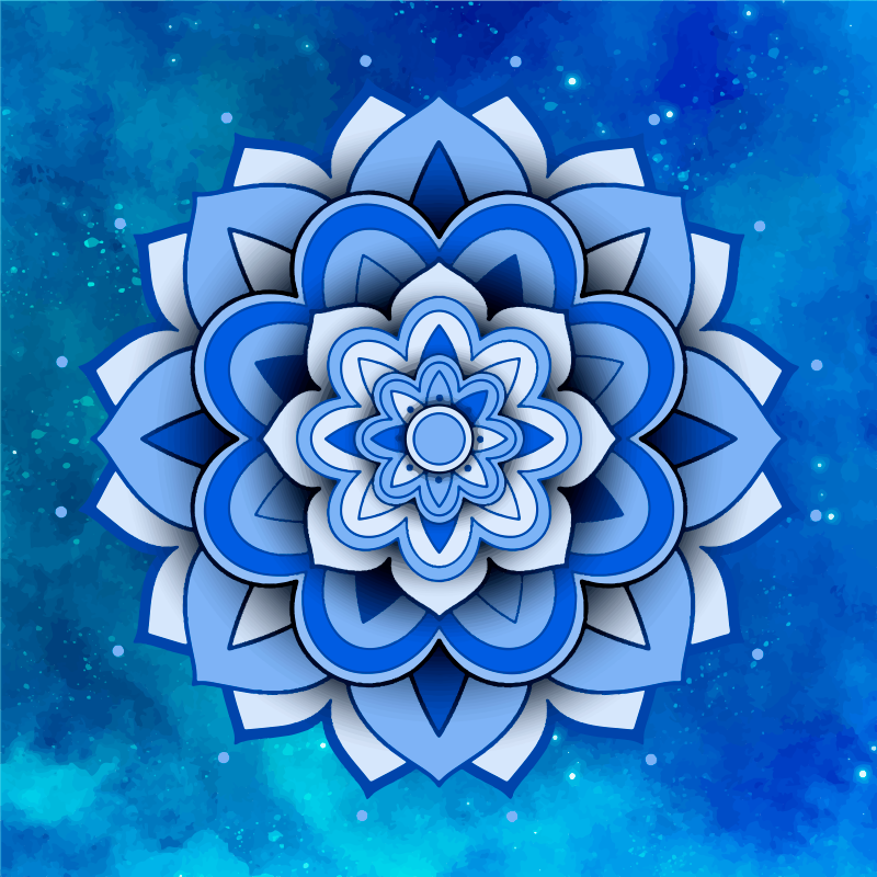 Mandala floral blue mandala print wall art - TenStickers