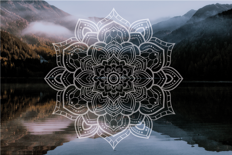 Quadro mandala Mandala no lago TenStickers. Quadro mandala Mandala no lago. Traga esta arte em tela de mandala linda e elegante para sua casa para mudar a cara do seu espaço. é original e duradouro.