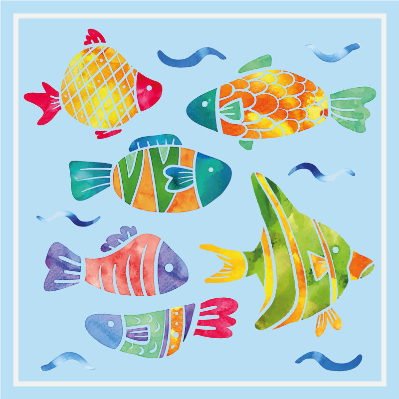 Cuadro de peces Dibujos animados coloridos - TenVinilo