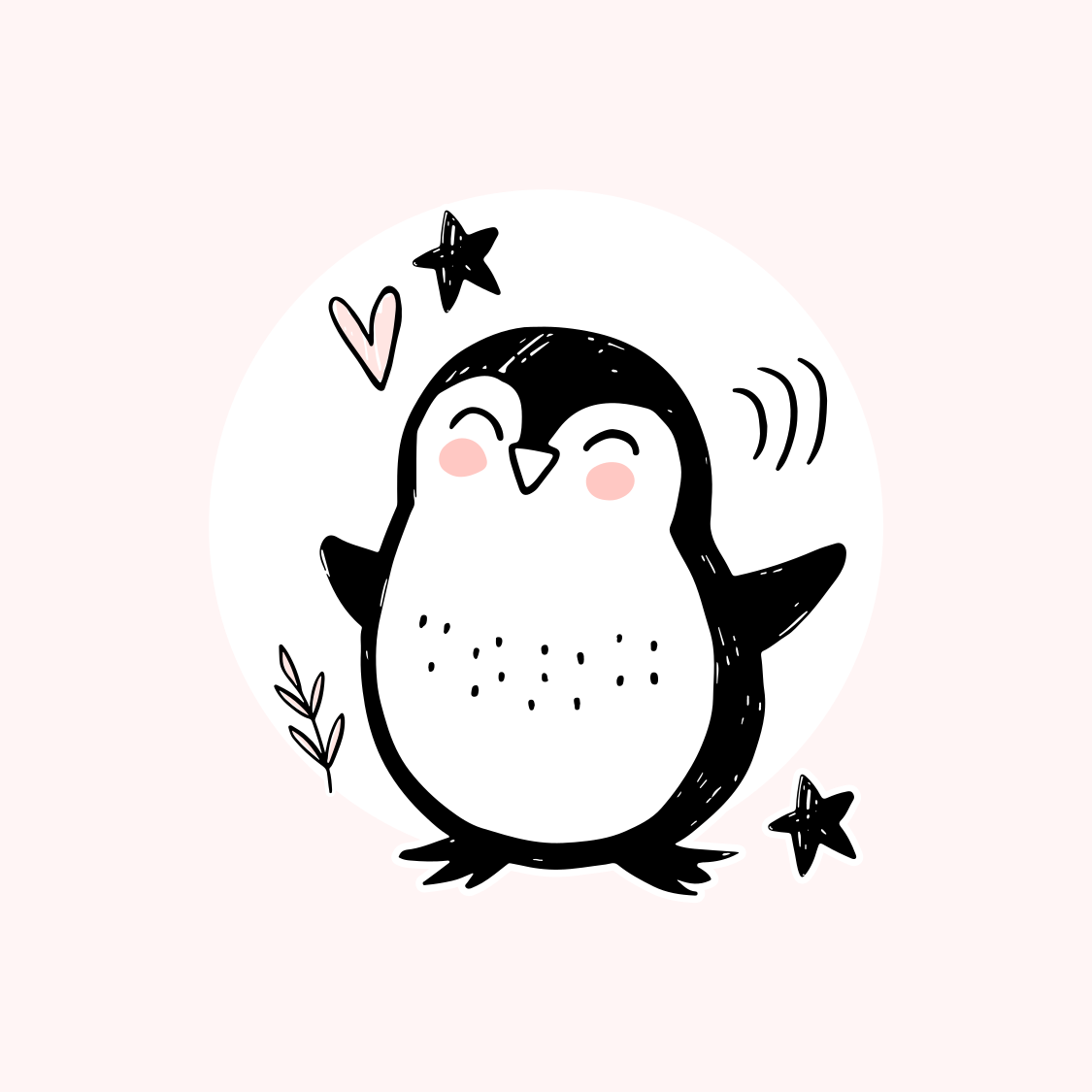 かわいい描かれた赤ちゃんペンギン落書き保育園のキャンバス Tenstickers