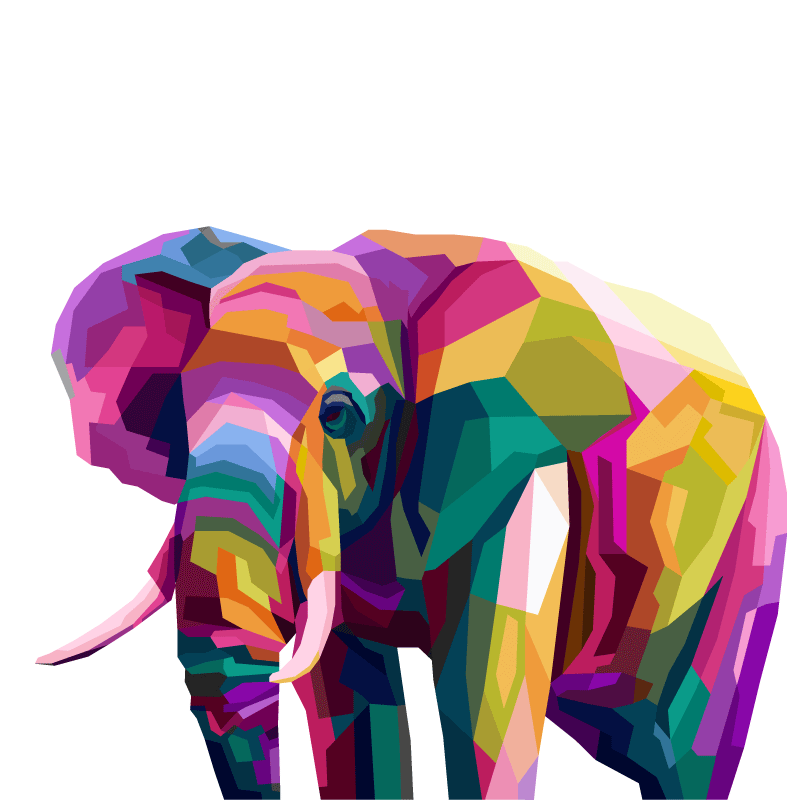 Volwassen Versterker officieel Canvas schilderij olifanten veelkleurige realistische olifant - TenStickers