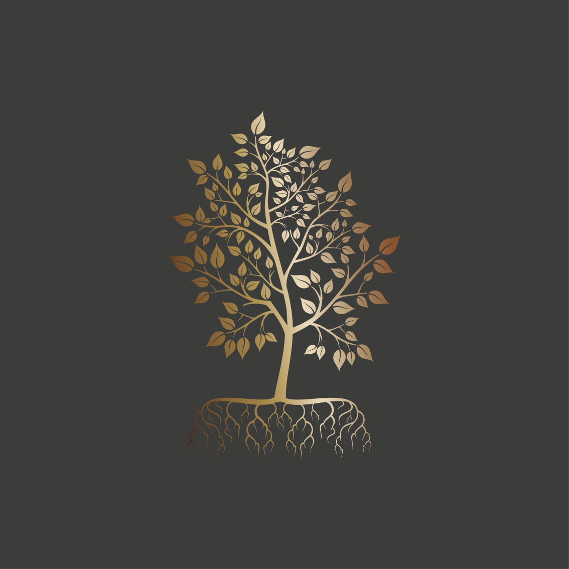 Cuadro de árboles Oro con raíces - TenVinilo