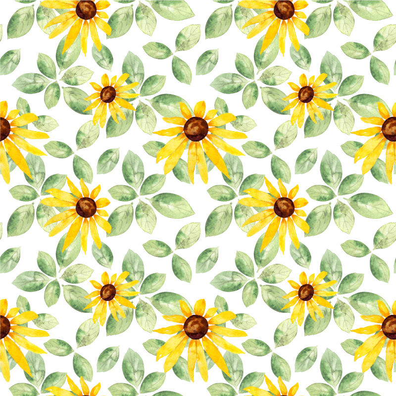 Såkaldte lidelse lilla Yellow flowers pattern floral canvas - TenStickers
