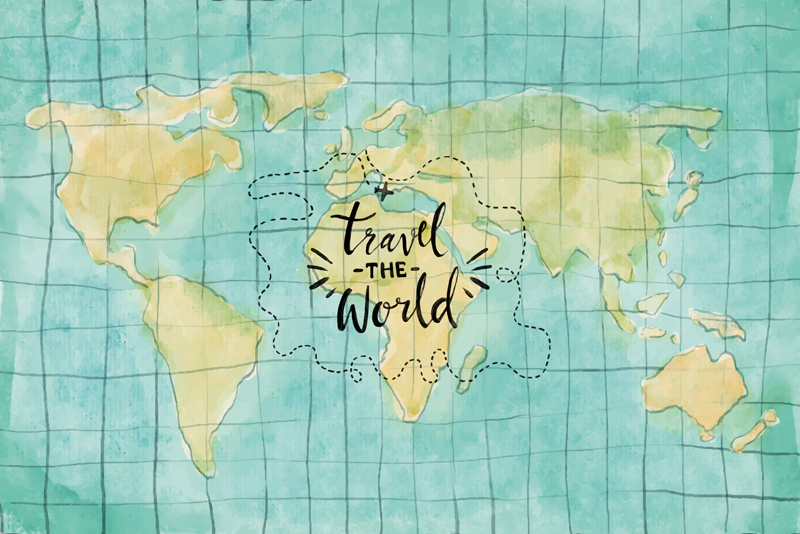 Quadro decorativo mapa mundi Viajar o mundo - TenStickers