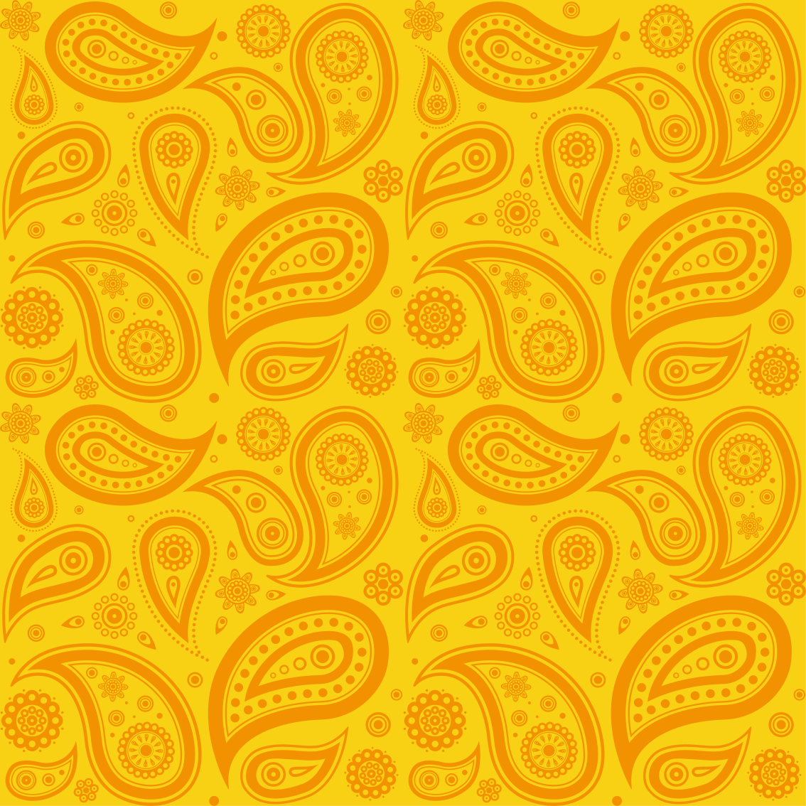 Paisly yellow and orange patterns wall prints for living room - TenStickers