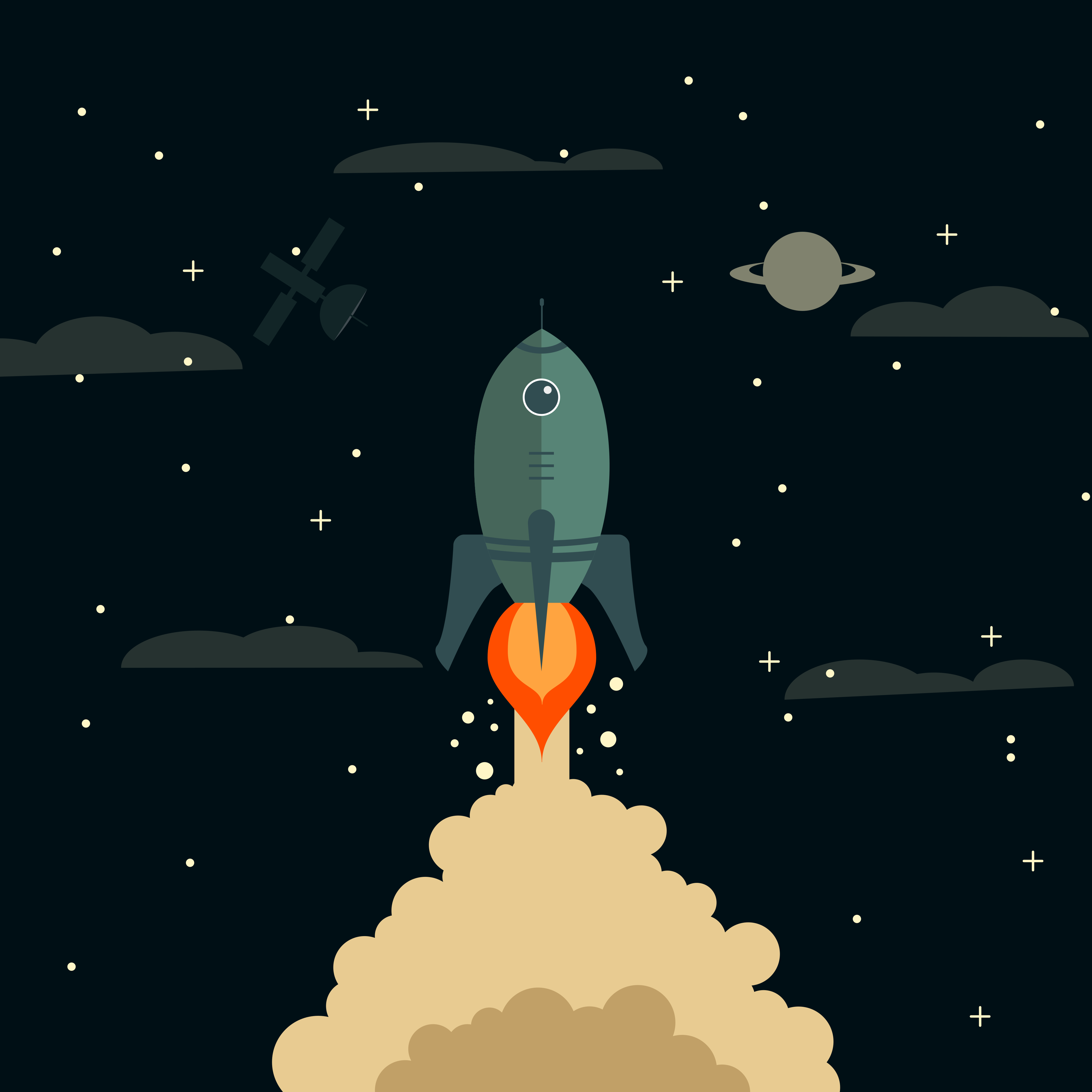 Cartoon rocket launching to space wall pictures for nursery - TenStickers