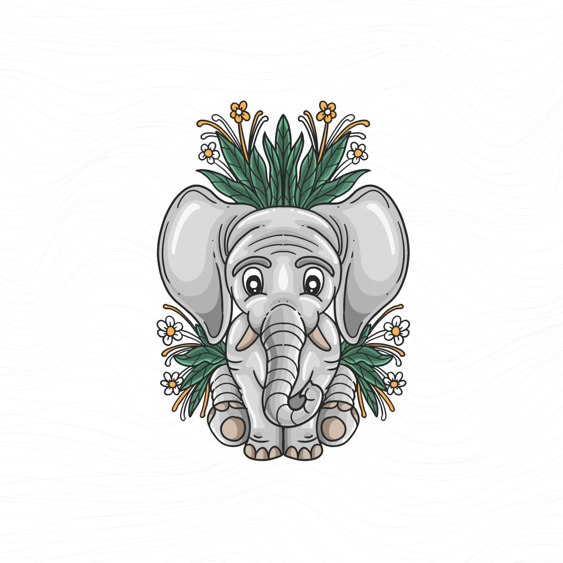 Se tilbage ventil asiatisk Tegning af et gråt elefantlærred - TenStickers