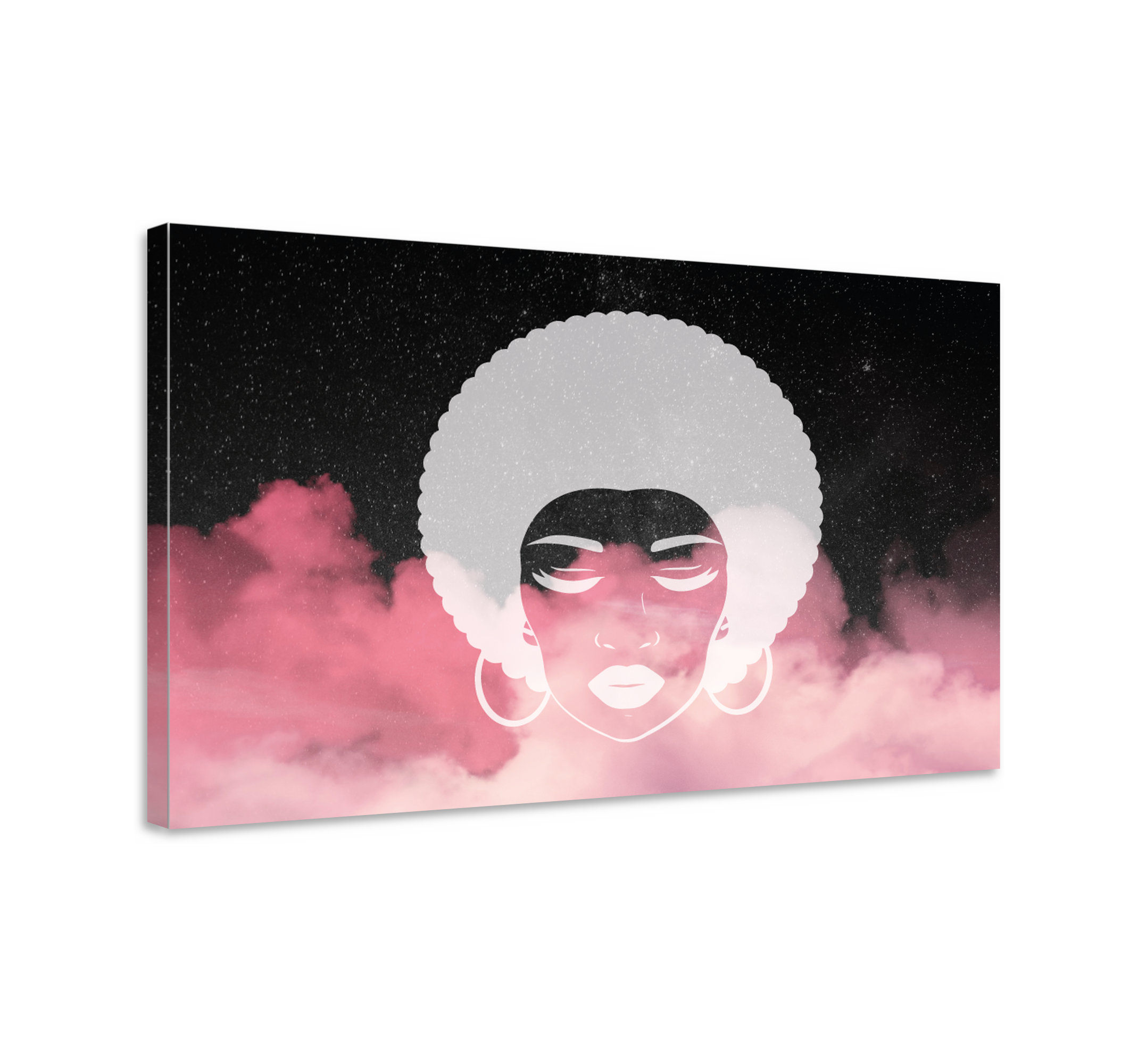 Quadro em 3D Mulher afro com fundo estrelado TenStickers. Quadro em 3D Mulher afro com fundo estrelado. Mulher afro com fundo estrelado impressões em tela 3d. Silhueta da arte moderna com uma estética incrível. Obtenha remessa imediata.