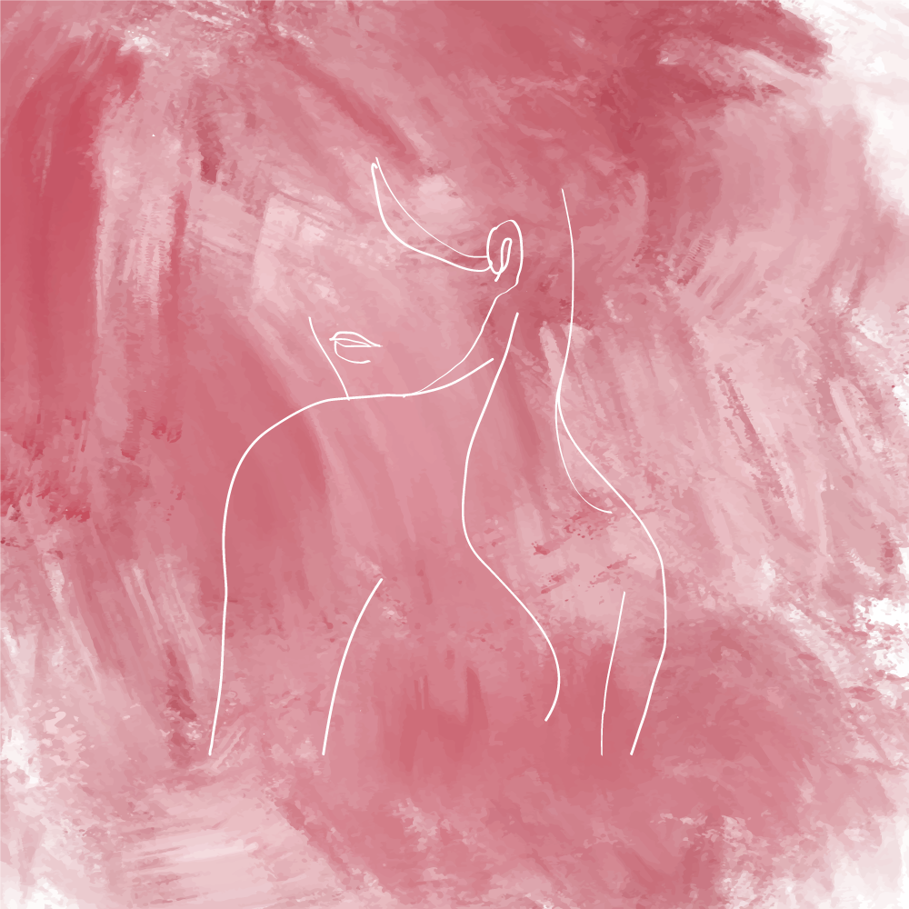 Cuadro artístico Silueta de mujer sobre una pintura rosa