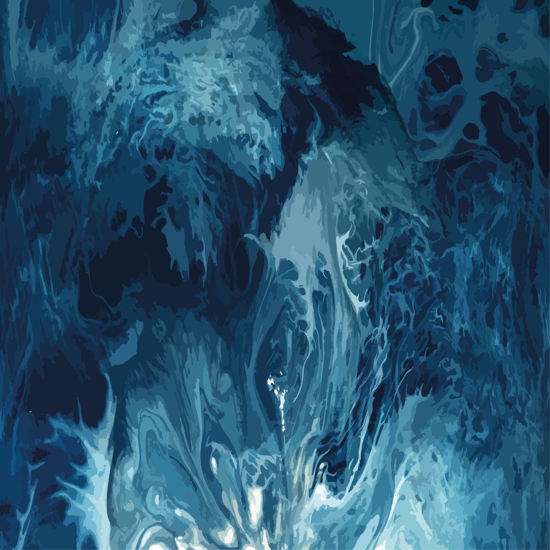 Wandbild abstrakt Blaue töne aquarellwellen - TenStickers