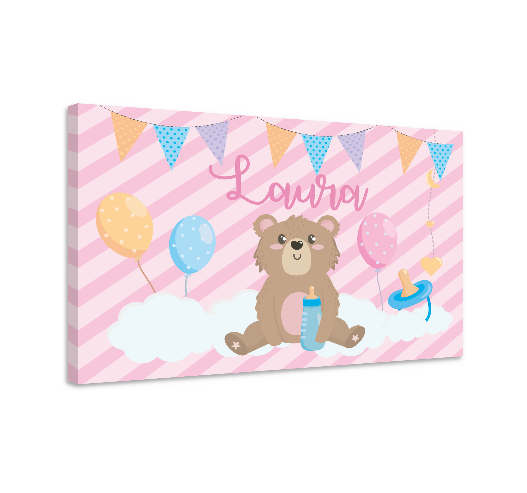 Tableau Chambre Bebe Ours Mignon Pour Fille Avec Nom Tenstickers