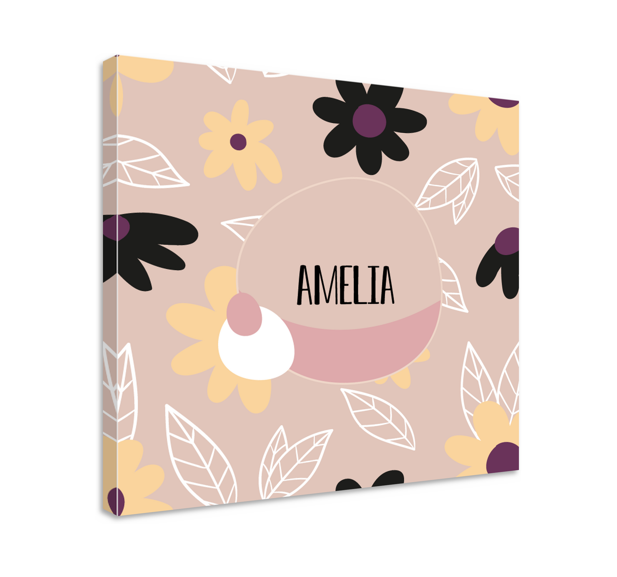 Cuadro personalizable Coloridas flores modernas con fondo beige - TenVinilo