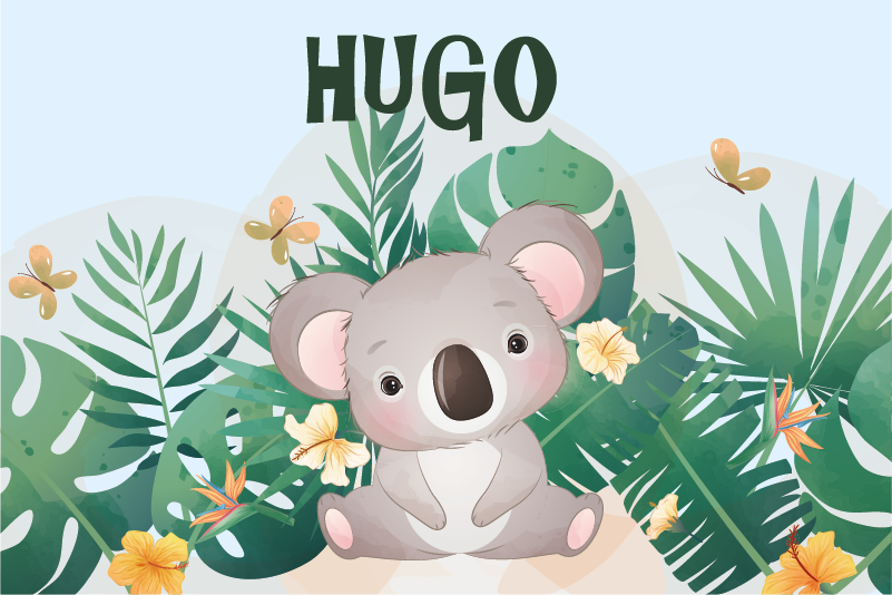 Cute koala for boy with name customisable canvas prints - TenStickers