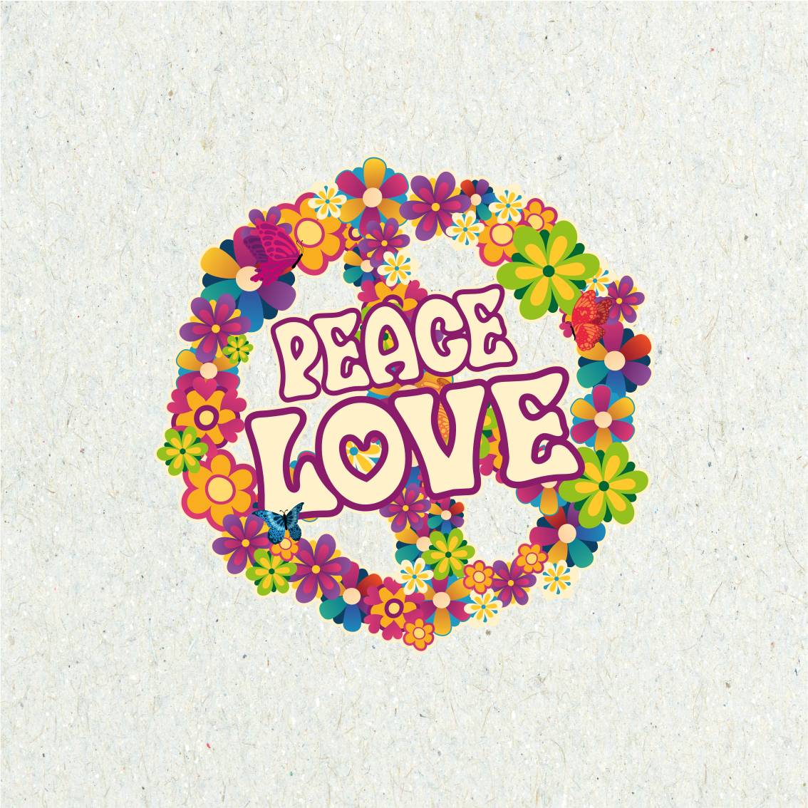 Peace love, and butterflies floral canvas - TenStickers