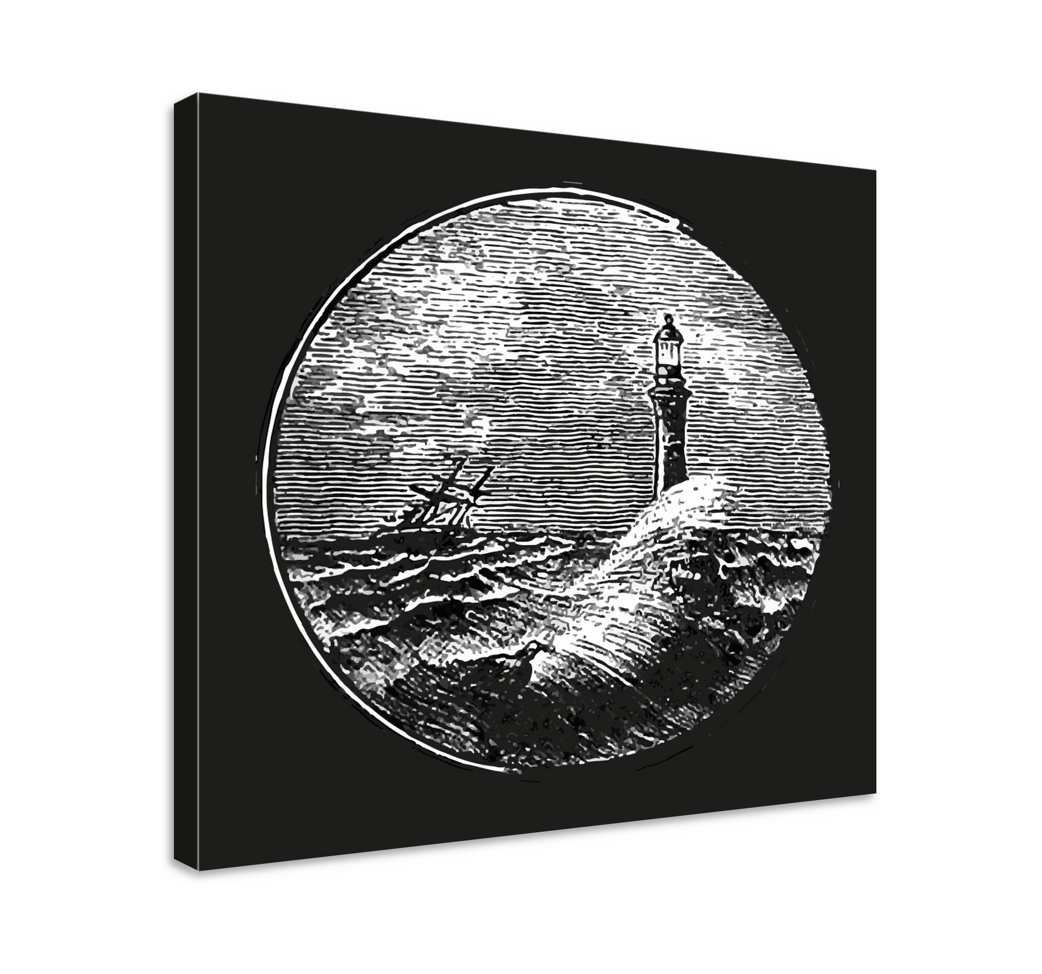 Lighthouse Amid Waves landscape canvas - TenStickers