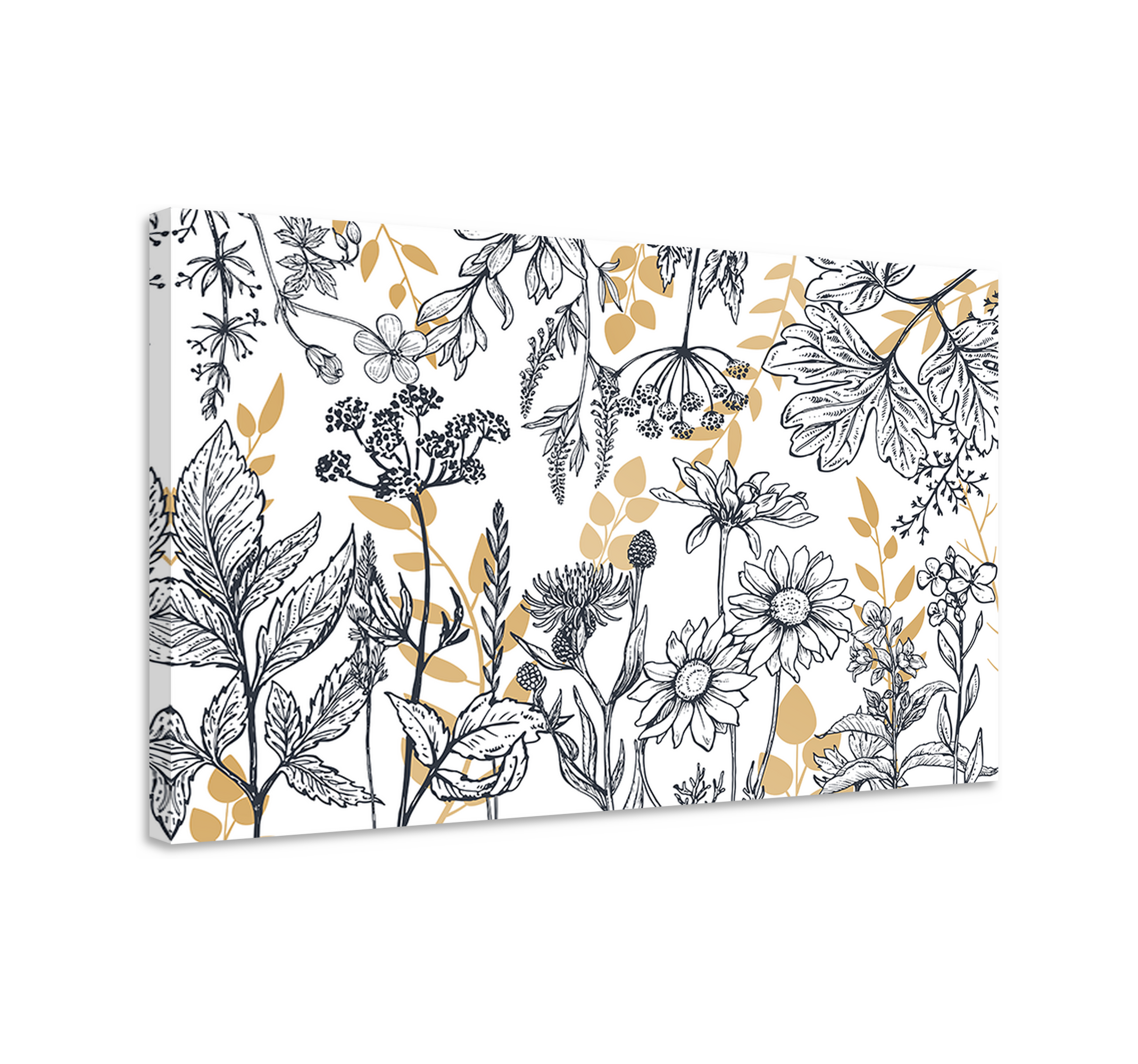 Leinwandbild Blume Variante "glamour floral" mit gold - TenStickers