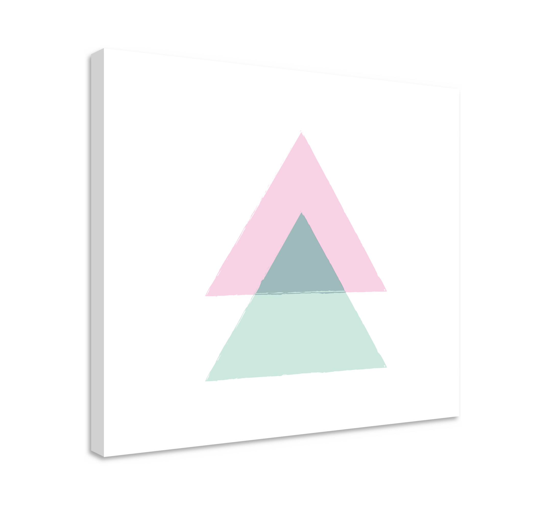 Wandbild Wohnzimmer Blaue und rosa Wandtapete dreiecke - TenStickers