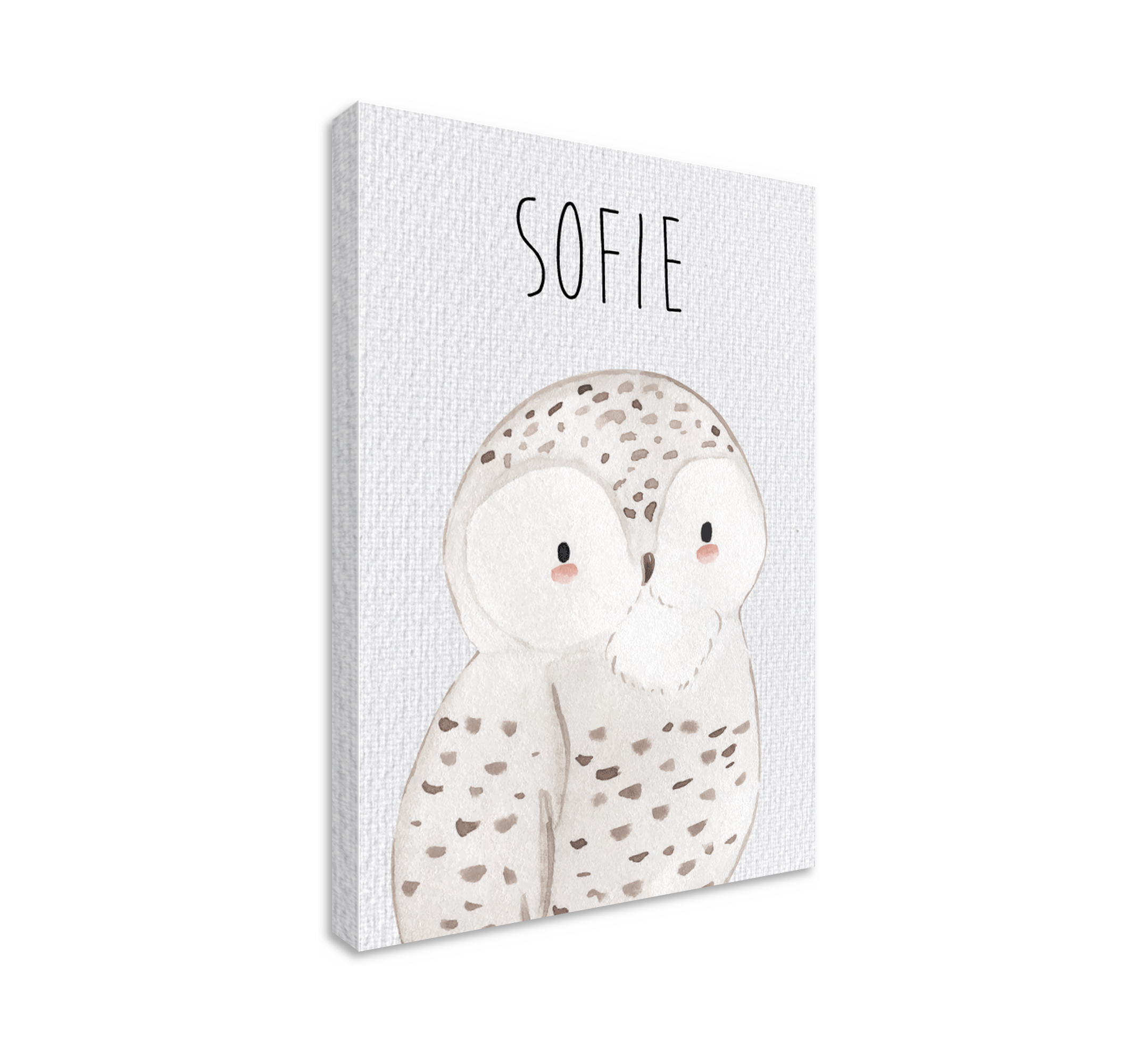 Owl portrait with name childrens wall art canvas - TenStickers