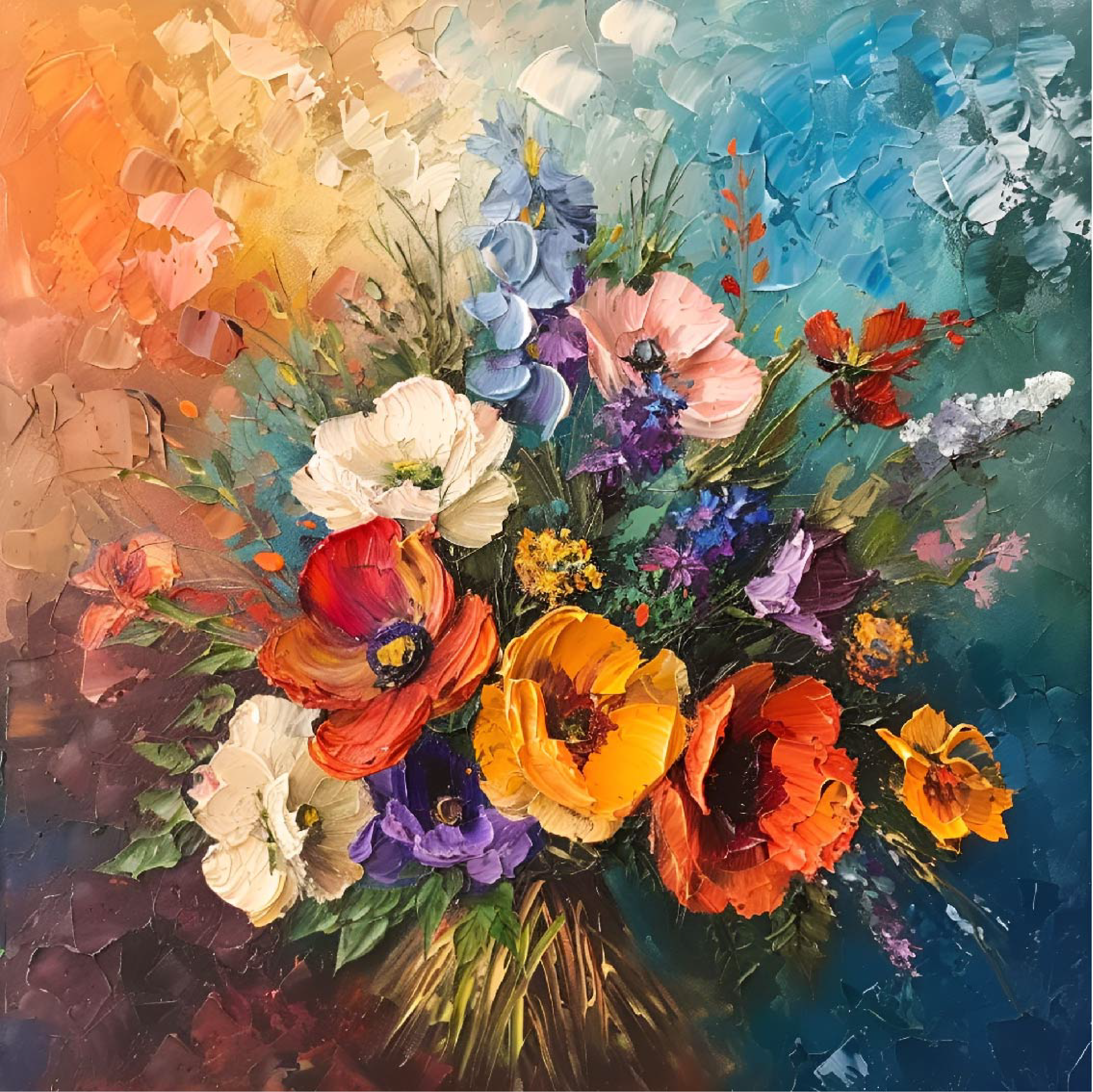 Oil hotsell on canvas, bouquet of flowers