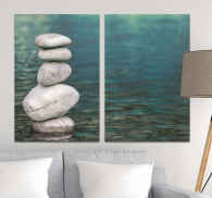 Zen Stones Water Sunset On The Background Canvas Wall Art prints high quality 