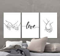 Love hands headboard wall art canvas - TenStickers