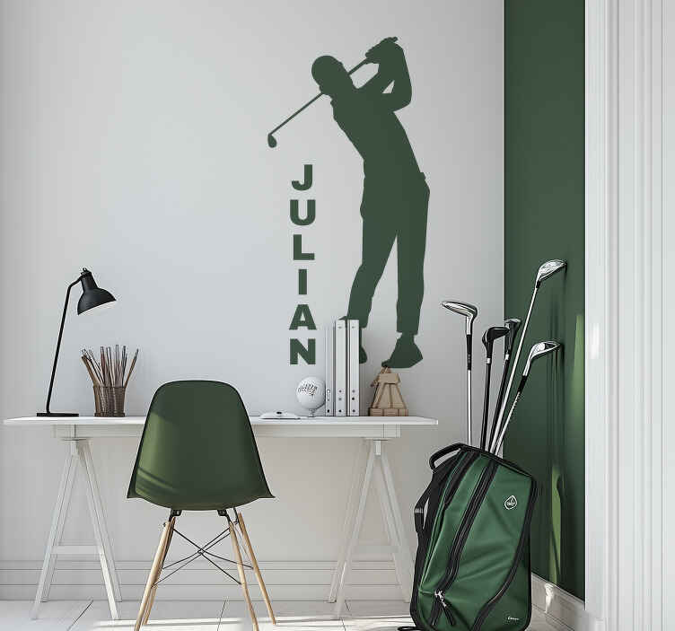 Silhouet van een golfspeler Muursticker sport - TenStickers