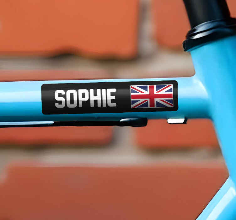 Custom UK flag and name bike name sticker - TenStickers