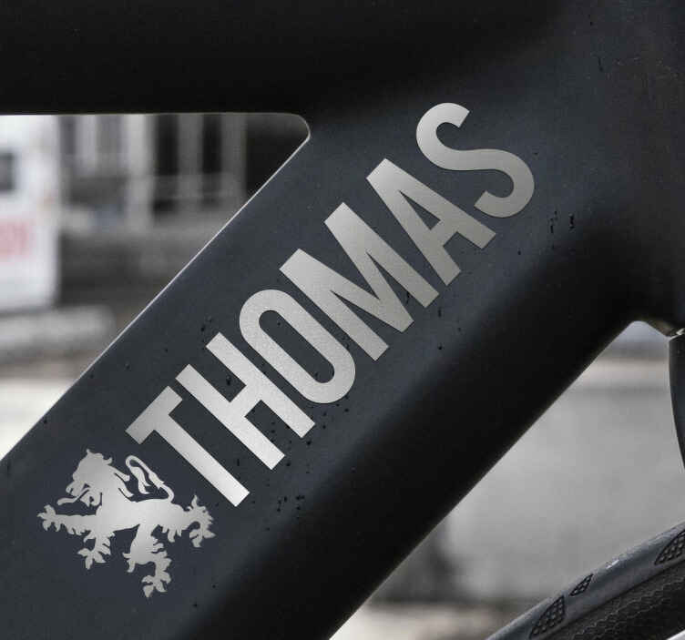 Sticker vélo drapeau et nom en argent - TenStickers