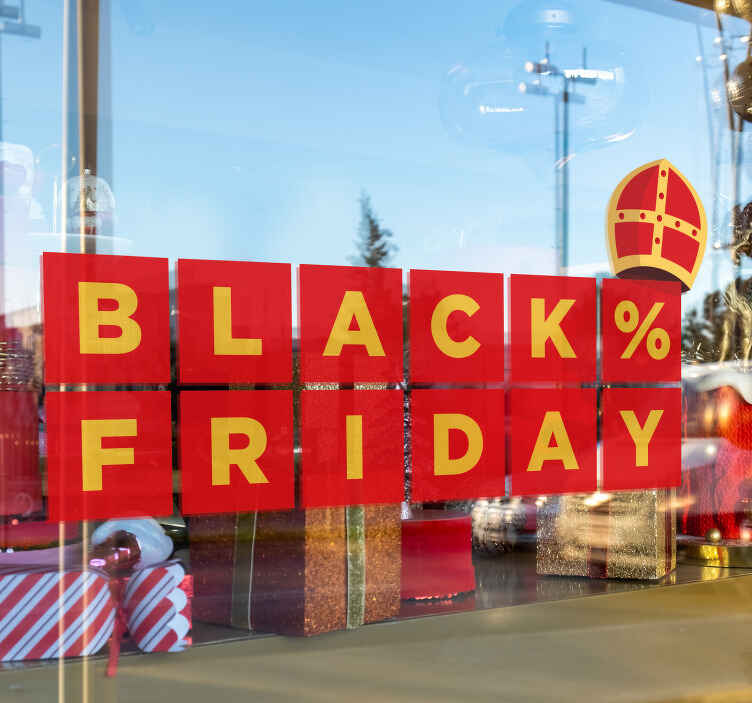 korting met strikjes en mijter black friday sticker - TenStickers