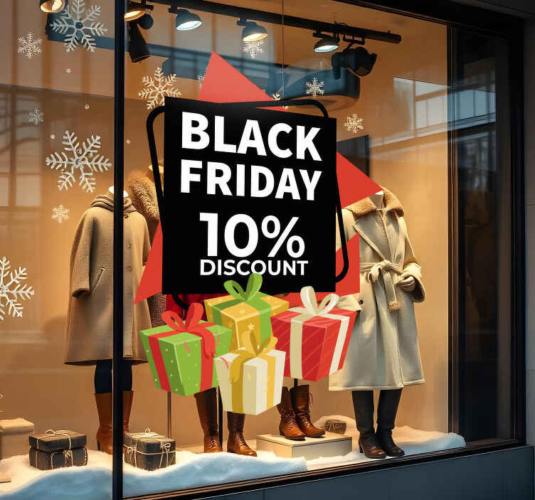 korting cadeau black friday sticker - TenStickers