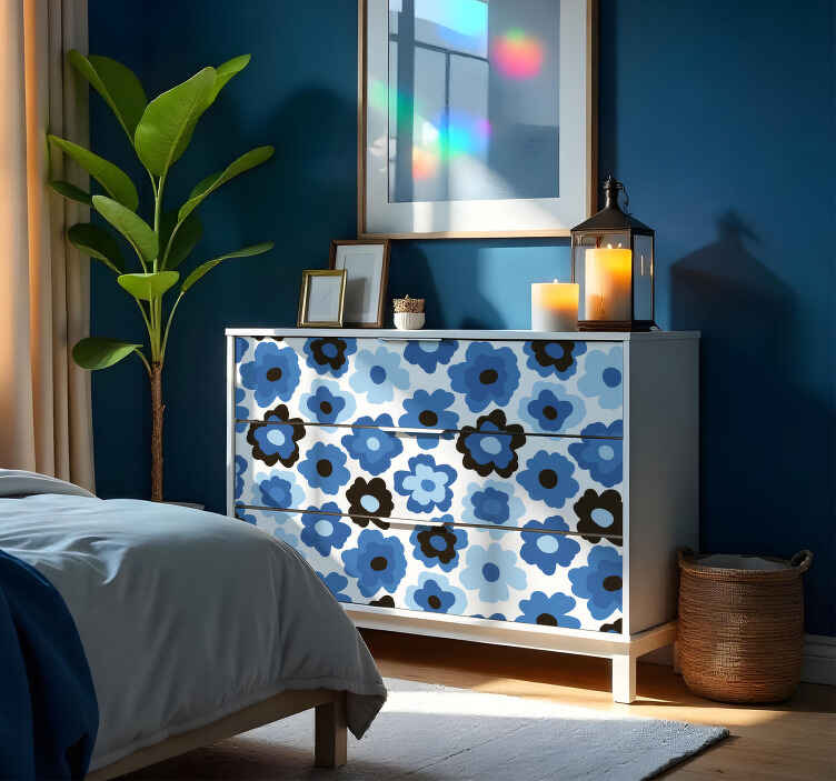 Sticker fleur coquelicot bleu - TenStickers