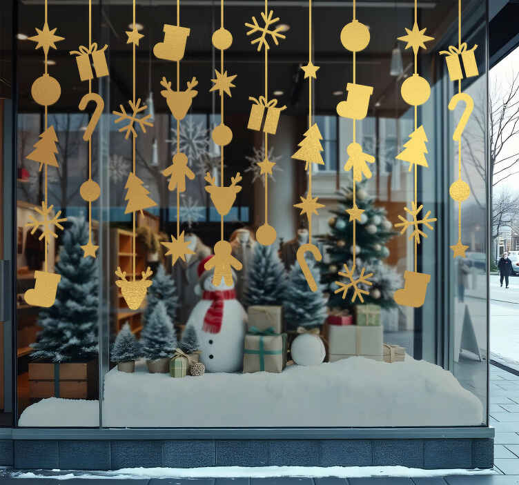 hanging icons Christmas sticker - TenStickers