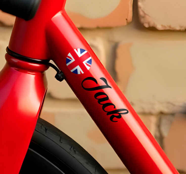custom flag and name bike sticker - TenStickers