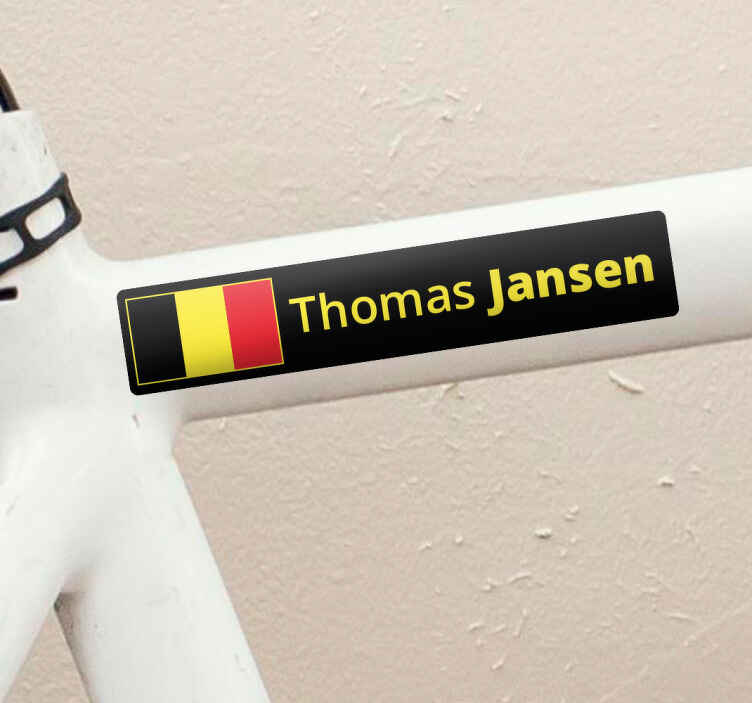 Fiets sticker met naam met flag met vette achternaam - TenStickers