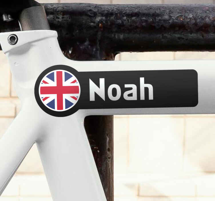 UK flag with bold name bike sticker - TenStickers