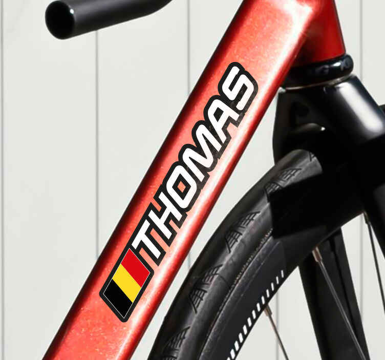 Vlag overgang in naam fiets stickers met naam - TenStickers