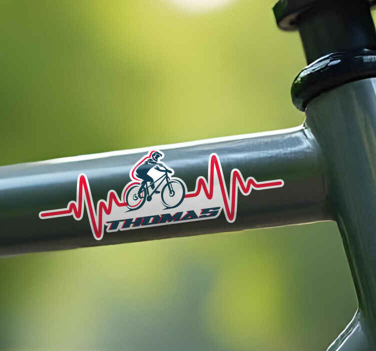 Hartslag Fiets stickers met naam - TenStickers