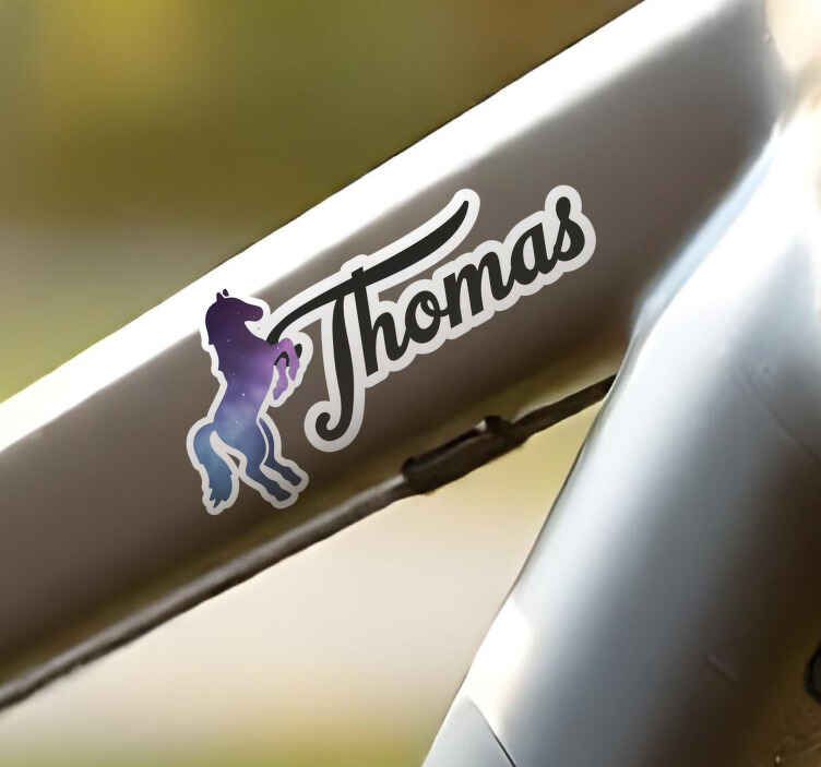 Paard Fiets stickers met naam - TenStickers