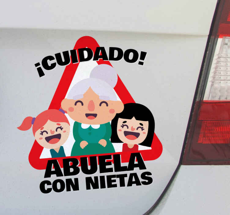 Pegatina bebé a bordo abuela con nietas - TenVinilo