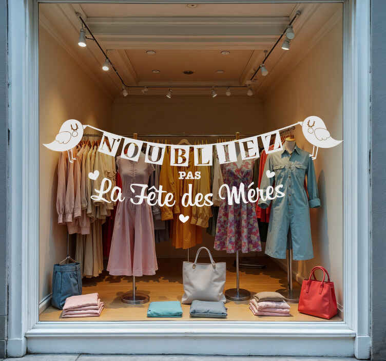 Sticker fête des mères oiseaux banderole