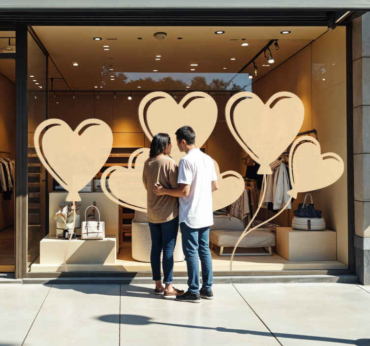 Sticker st valentin ballons en forme de coeur - TenStickers