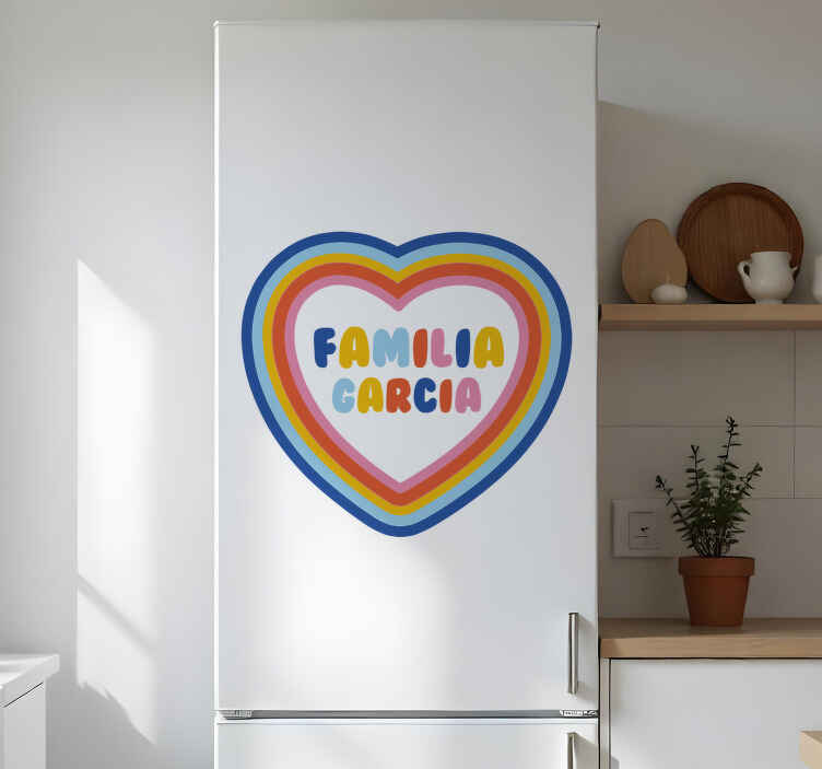 Hart met jouw naam koelkast sticker - TenStickers