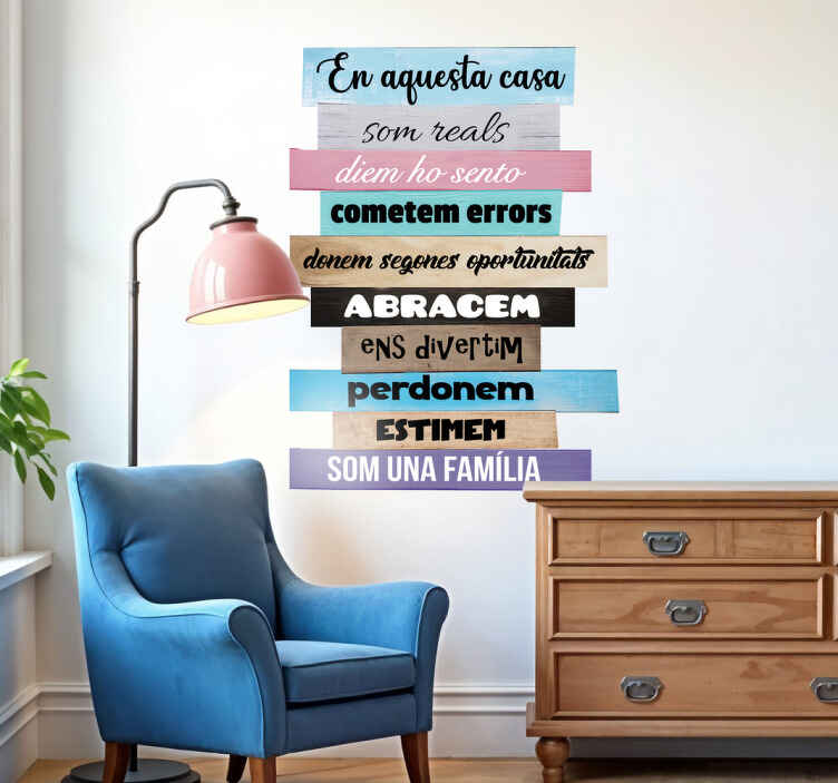 Vinilo hogar normas sobre madera en catalán - TenVinilo