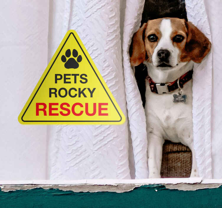Name personalised pet rescue sticker sign - TenStickers