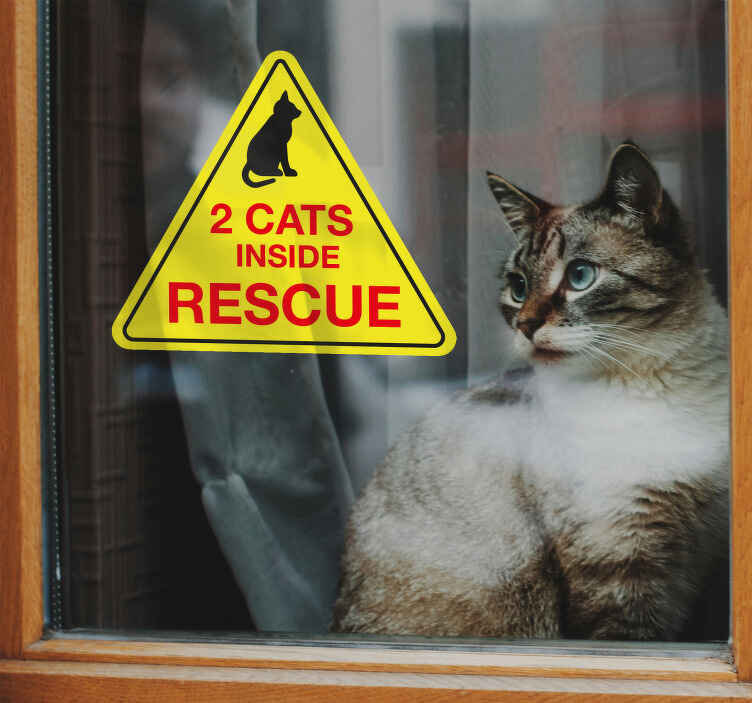 Cat inside rescue personalized sticker sign - TenStickers