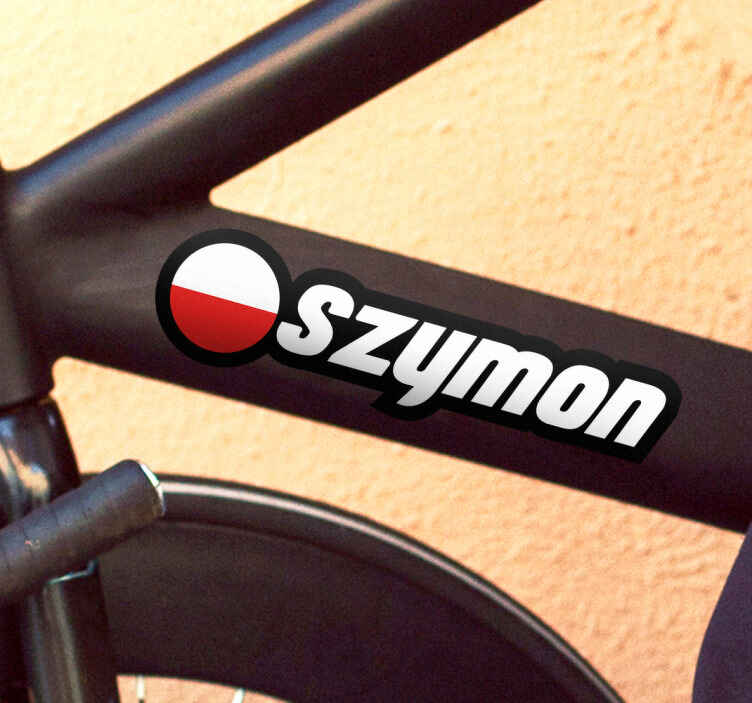 Profesjonalne naklejka na rower okrągła flaga z imieniem - TenStickers